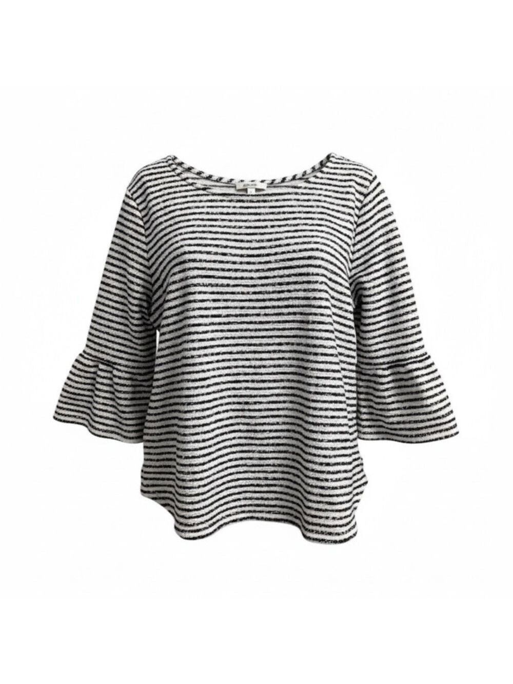 Striped Black & White Bell Sleeve Women's Top